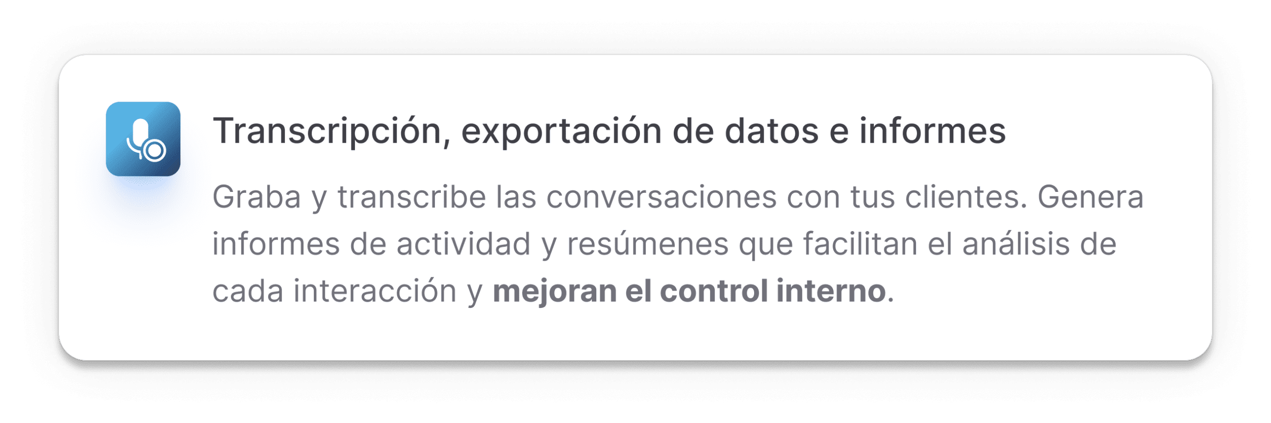 Transcripción, exportación de datos e informes