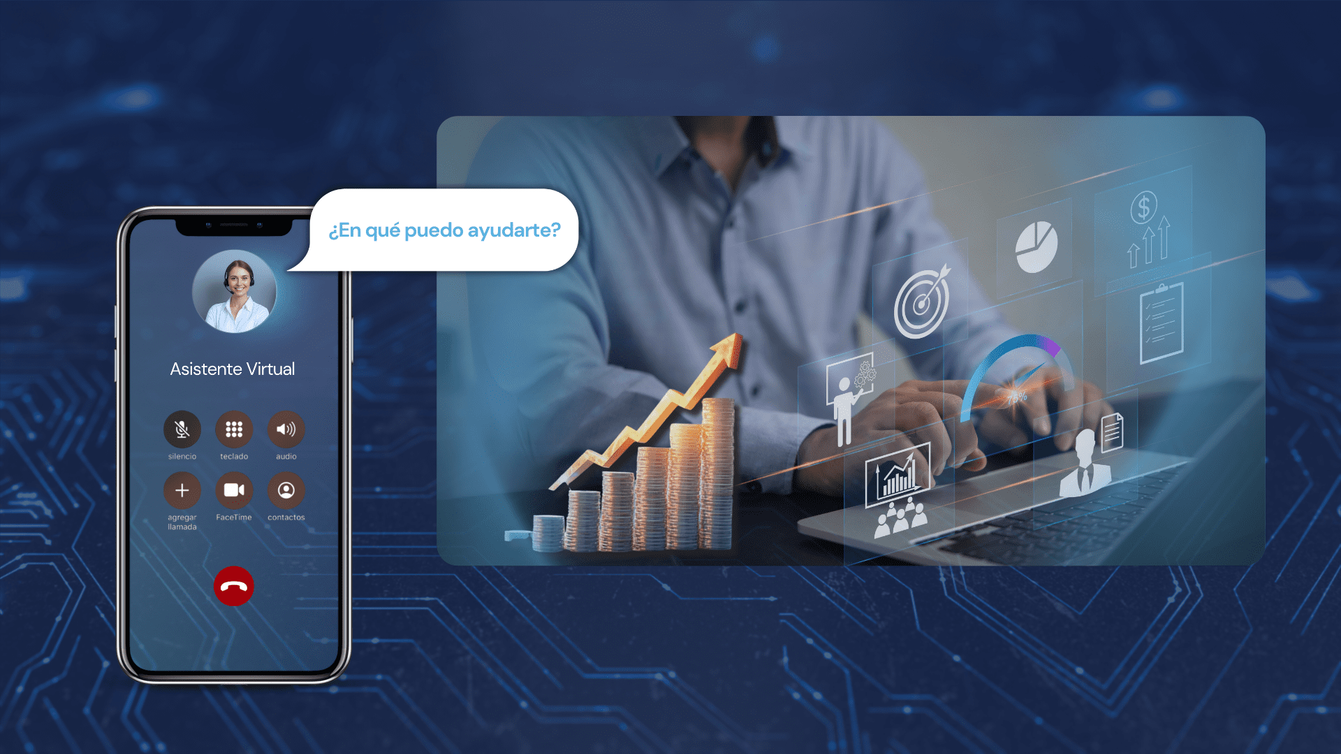 Asistente virtual empresa ahorro tiempo y dinero al automatizar tareas repetitivas, mejorar la eficiencia operativa y ofrecer atención 24/7 sin aumentar costos.