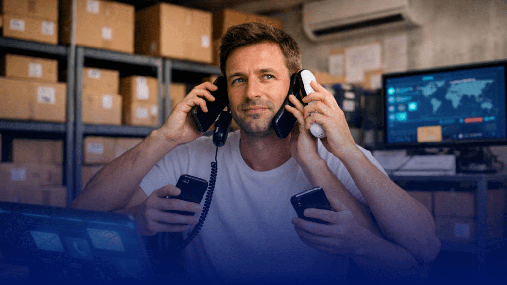 persona atendiendo múltiples llamadas