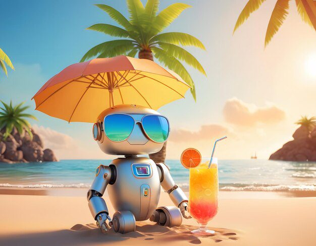 robot en la playa